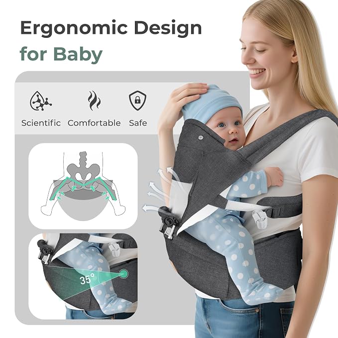 FRUITEAM Baby Carrier Newborn to Toddler, 6-in-1 Ergonomic & Adjustable Baby - Image 3