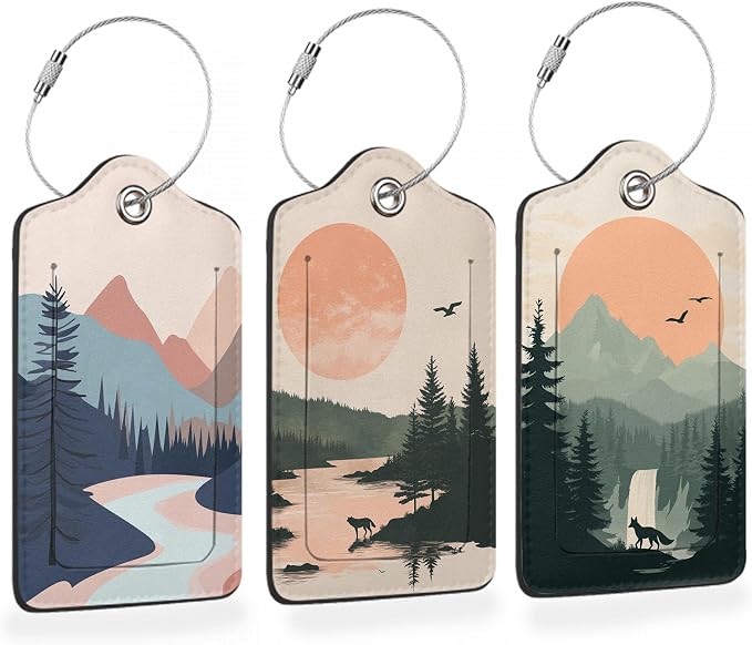 Mystic Wolf Sunset 3 Pack Luggage Tags by Losthll