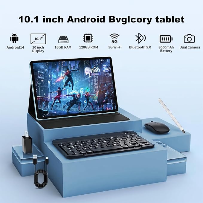 Android 14 Tablet with Keyboard，16GB RAM 128GB ROM 1TB Expand, 8000mAh Battery - Image 2
