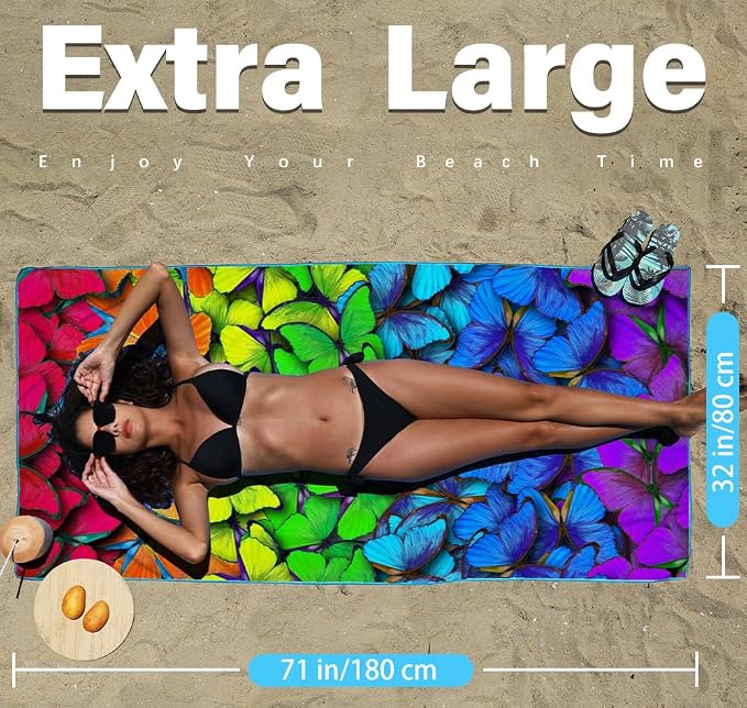 2 Pack Microfiber Lightweight Beach Towel Sand Free Quick Dry Absorbent Thin - Image 3