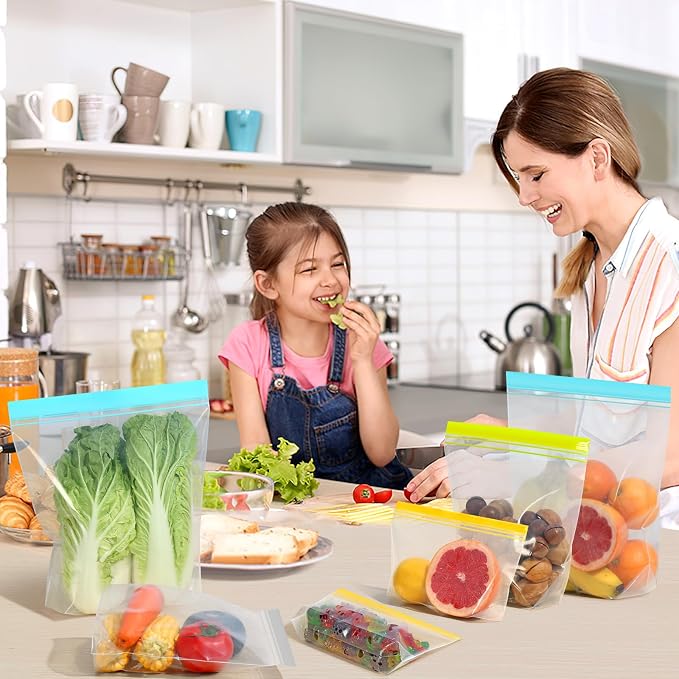 Lerine 22 Pack Reusable Snack Bags Dishwasher Microwave Safe, Stand Up Reusable - Image 6
