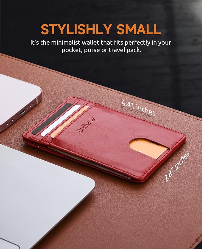 Buffway Mens Slim Wallet, Minimalist Thin Front Pocket Leather Credit Card - Image 6