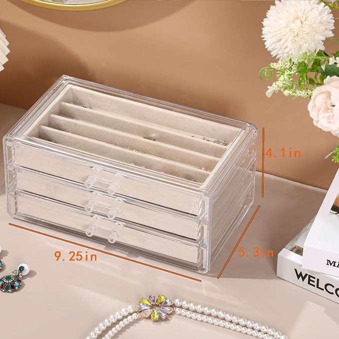 Necklace Organizer Box with Clear Lid, Dustproof Velvet Jewelry Holder Storage - Image 4