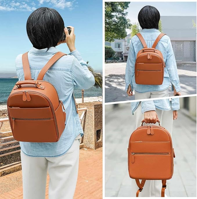 Small Camera Backpack, Classic PU Leather - Image 7