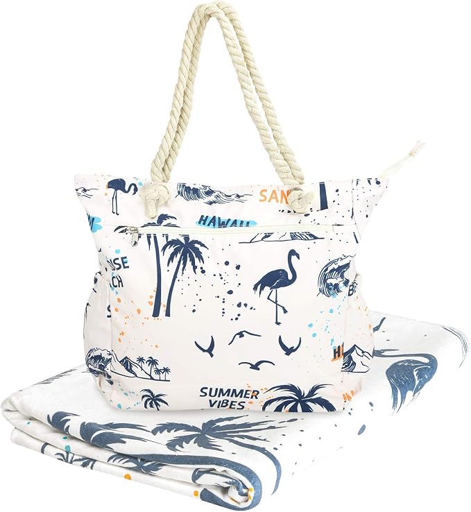 Beach Bag Spacious Shoulder Tote Travel & Gym Bag w/Multiple Pockets & Strong by Raytix
