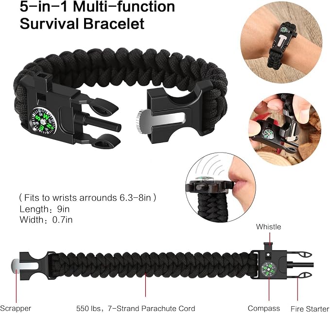 XUANLAN Emergency Survival Kit 13 in 1, Outdoor Survival Gear Tool - Image 3