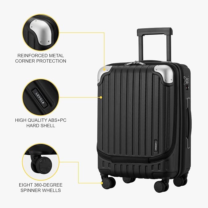 LEVEL8 Grace Carry on Luggage, 20 Inch Hard Shell Suitcases - Image 5