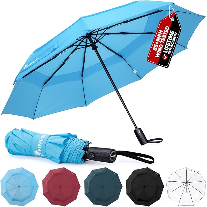 PTEROMY Windproof Compact Travel Umbrellas by PTEROMY