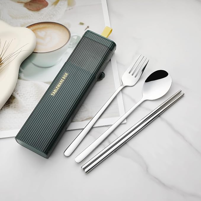 DEVICO Travel Utensils with Case, 18/8 Stainless Steel Reusable Silverware Set - Image 4