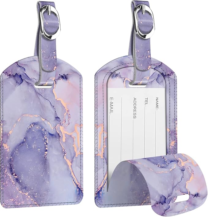 FINTIE 2 Pack Luggage Tags, Leather Name ID Labels by Fintie