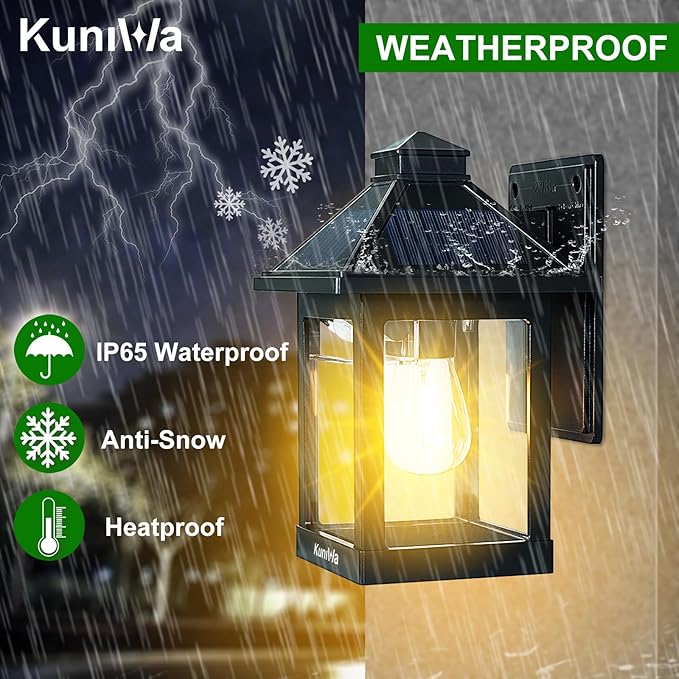 2 Pack Solar Wall Lantern Lights Outdoor Dusk to Dawn Motion Sensor Waterproof - Image 5