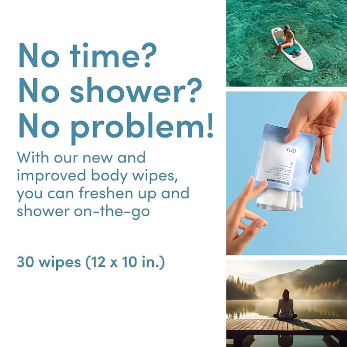 YUNI Beauty Large Body Wipes Super Soft Moist Showerless that Cleanse & - Image 3