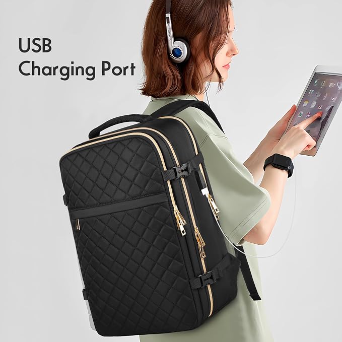MOMUVO Large Travel Backpack Women, Flight Approved Carry On Backpack, Water - Image 5
