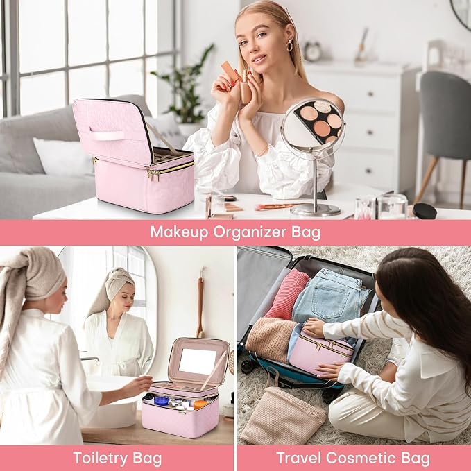 Double Layer Travel Makeup Bag Women, Cosmetic Organizer Case, Travel - Image 9