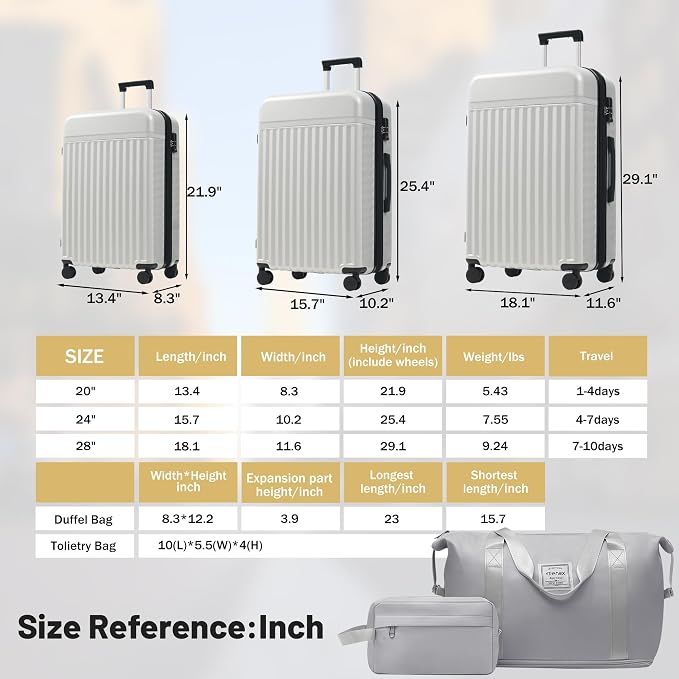 Merax Luggage Sets, Durable Hardshell 3 Piece Suitcase - Image 2