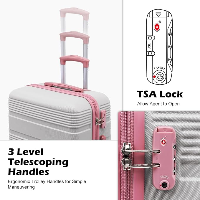 LONG VACATION 3 Piece Carry On Luggage 20 Inch Suitcase - Image 2