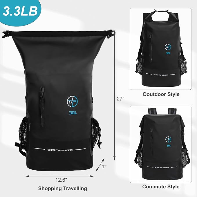 UPWELL 30L Waterproof Dry Bag Boating Backpack - Image 2