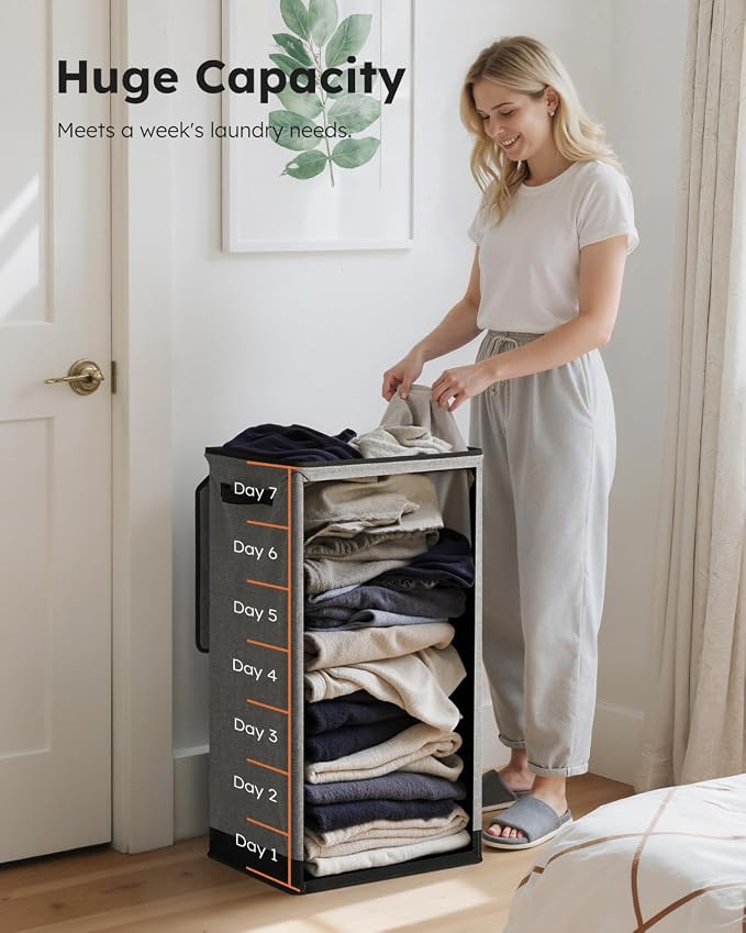 SOLEDI Laundry Hamper with Lid 100L Large & Tall Collapsible Laundry Basket - Image 3