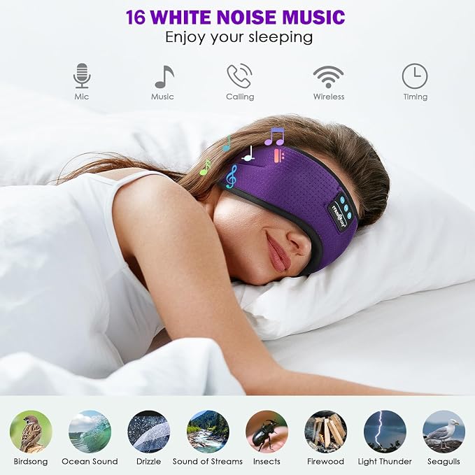 MUSICOZY Sleep Headphones Bluetooth, Sleeping Eye Mask Headband Headphones - Image 3