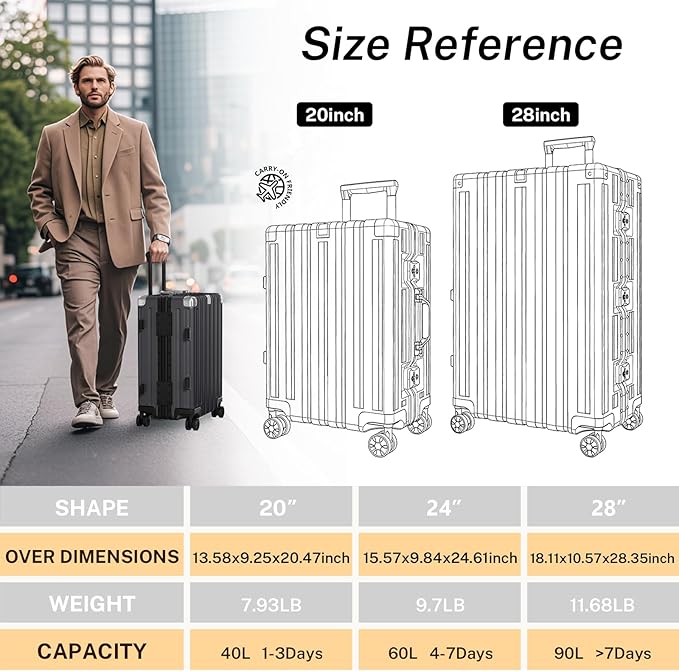 Krute Luggage 28 Inch Aluminum Frame Luggages TSA Lock No Zipper Checked - Image 6