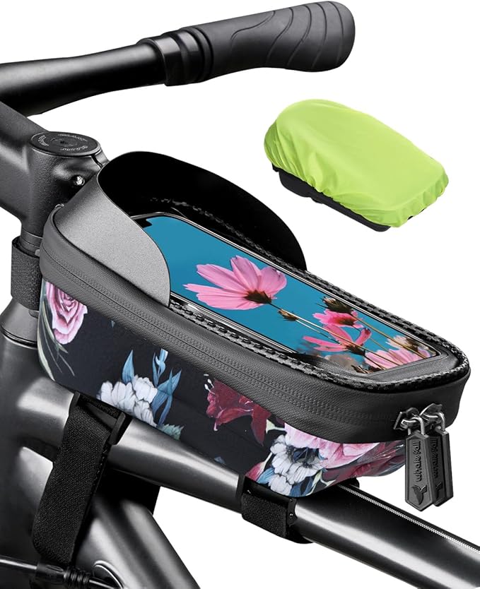 whale fall Hard Casing Floral Bike Bag, Never Deform/Waterproof, Bike Phone by whalefall