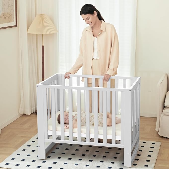 EvoNest Baby Crib, 6 in 1 Convertible Mini Crib - Image 2