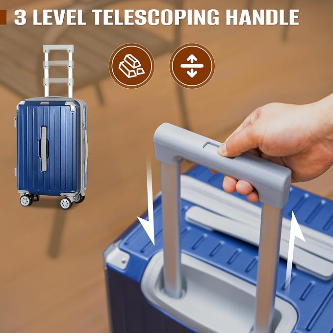 Romswi Suitcase Set with TSA Lock Cup Holder, Hardside Spinner Suitcase with - Image 2
