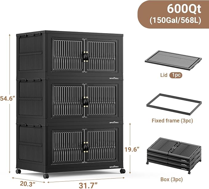 BROVIEW 600Qt Extra Large Stackable Storage Bins - Image 2