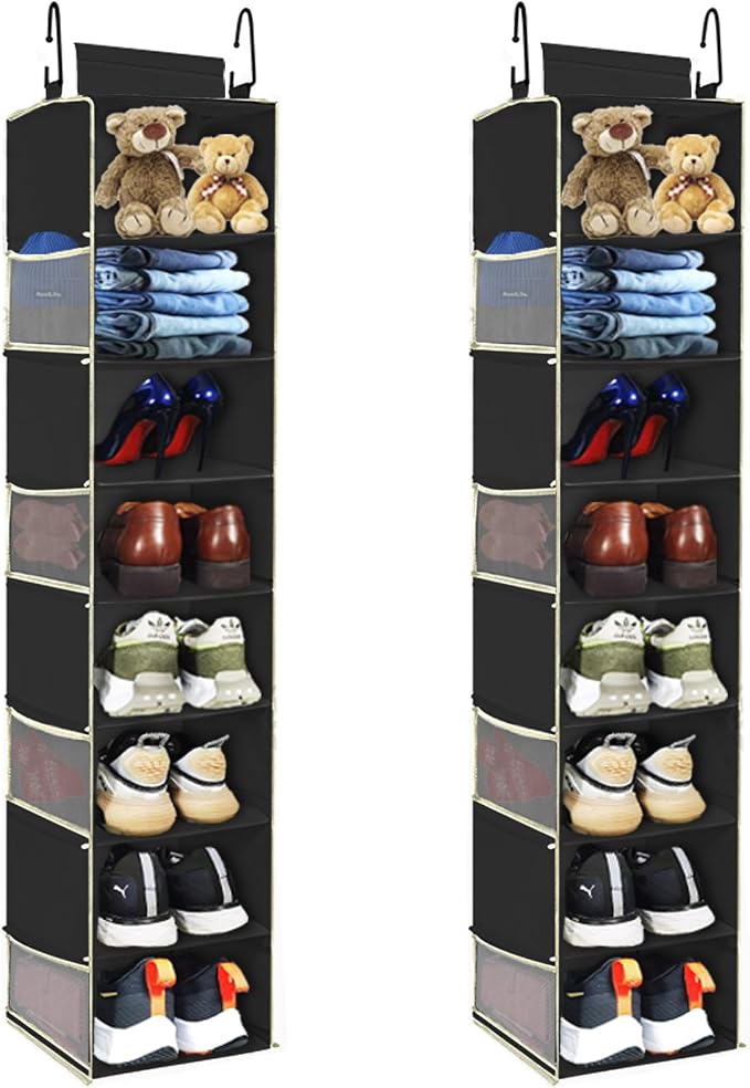 2 Pack Large-Sized Hanging Shoe Organizer 8-Shelf, Hanging Closet Organizer by ROOMTALK