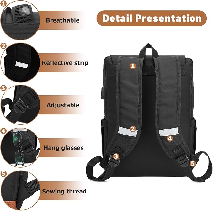 HFSX Vintage Backpack Laptop Backpack Men Women Business Travel Computer - Image 5