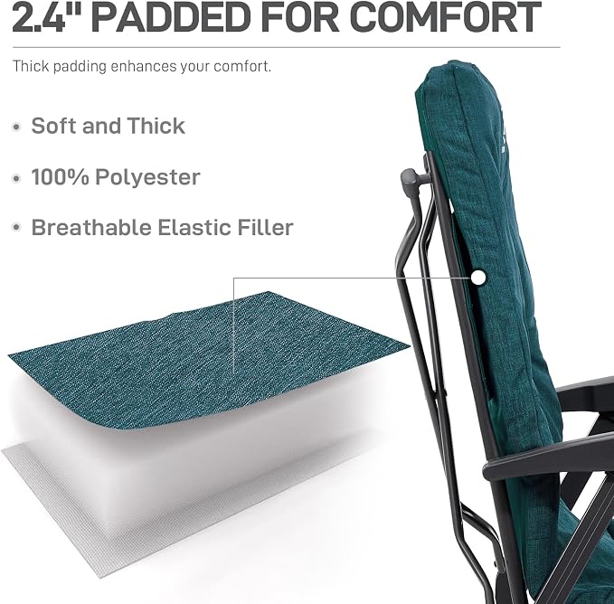 EVER ADVANCED Folding Camping Recliner Chair Fully Padded - Image 4