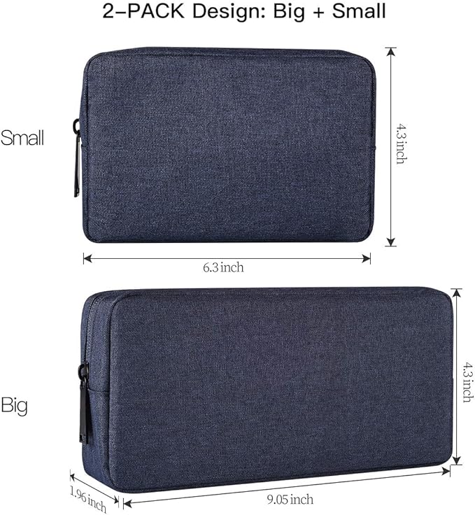 2-Pack Portable Storage Pouch Bag, Universal Electronics Accessories Case Cable - Image 2