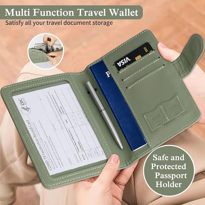 TIGARI Passport Holder for Travel Women Men, PU Leather Waterproof RFID - Image 2