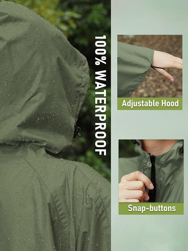 SaphiRose Unisex Rain Poncho Hooded Waterproof Raincoat - Image 3