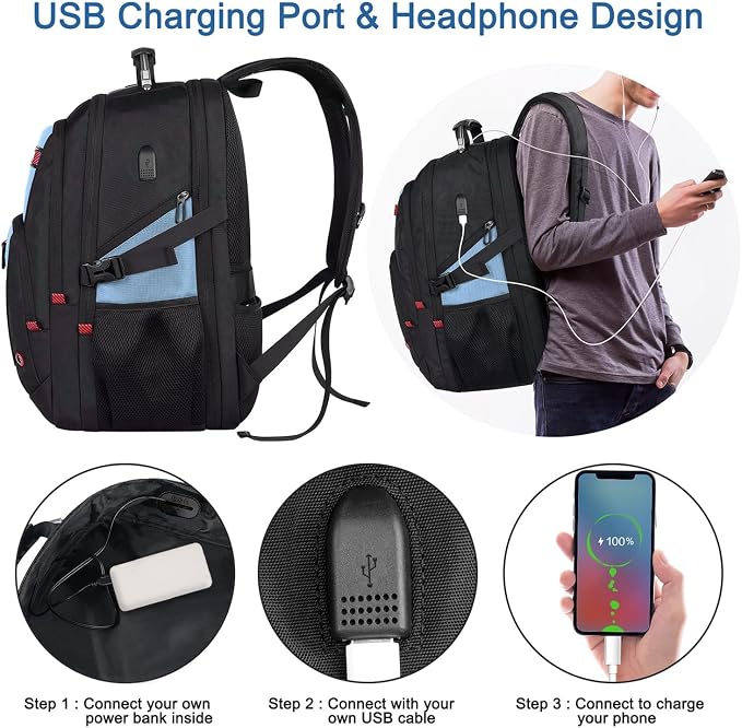 Z-MGKISS Big Backpack for Travel, 52L Large Anti-Theft Computer Backpack for - Image 3