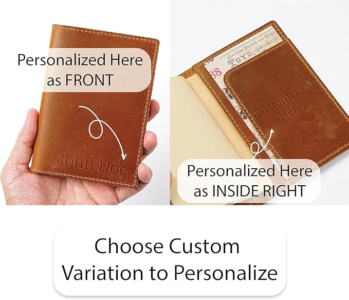 HIFA Personalized Leather Passport Holder, Handmade Passport Cover - Image 4