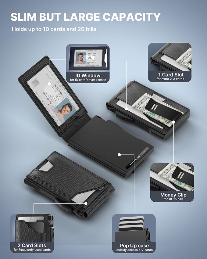 typecase Tactical Wallet for Men Card Holder: Pop Up Card Case, Genuine Leather - Image 2