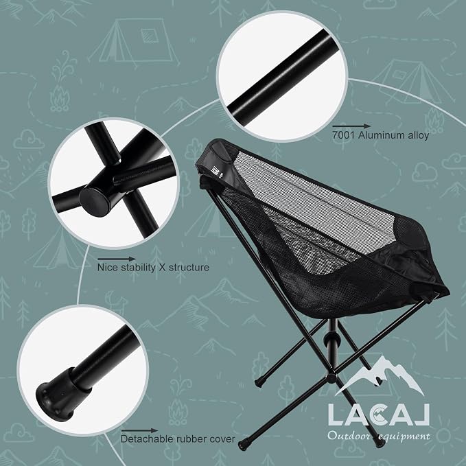 Ultra-Light Folding Camping Chair, All-Aluminum Frame, Surper Breathable Fabric - Image 3