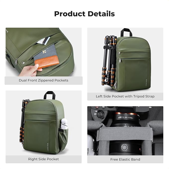 K&F CONCEPT Camera Backpack Bag, Professional DSLR/SLR/Mirrorless Camera Bag - Image 6