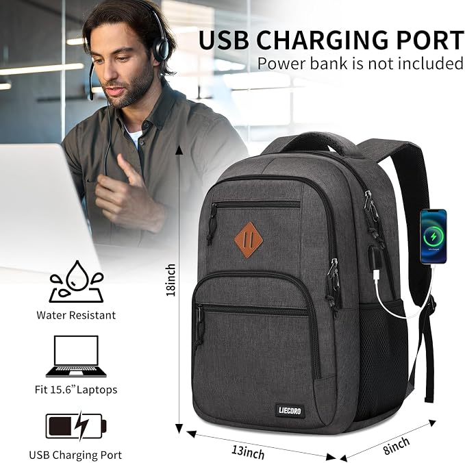 Black Backpacks for Men, Backpack for School, School Backpack for Boys Teens - Image 4