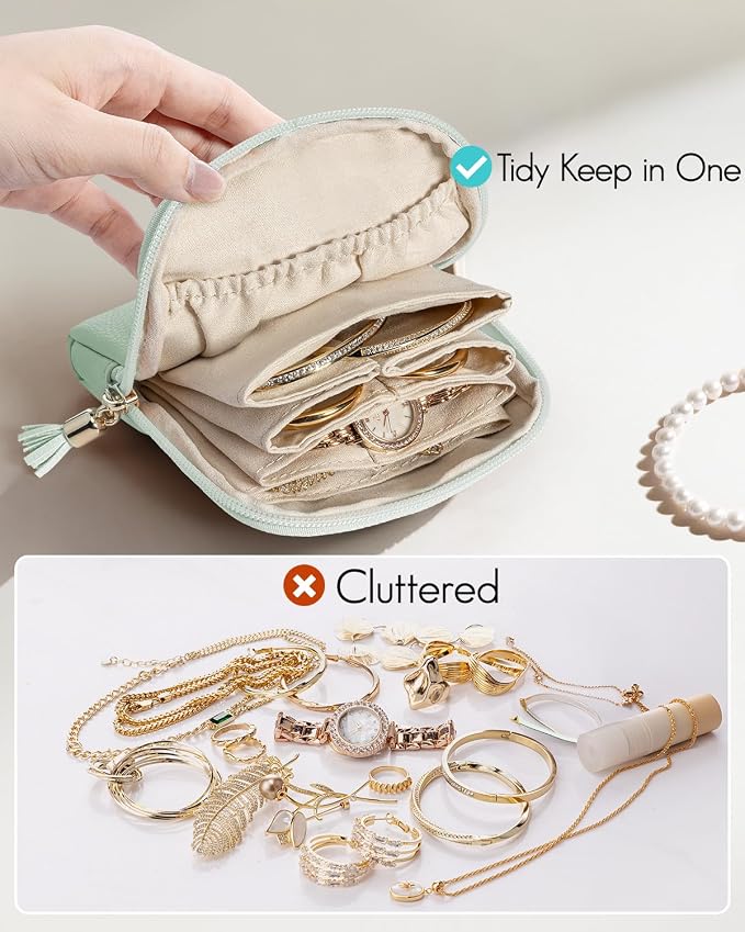 Vlando Small Jewelry Travel Case, Jewelry Pouch Bags - Image 6