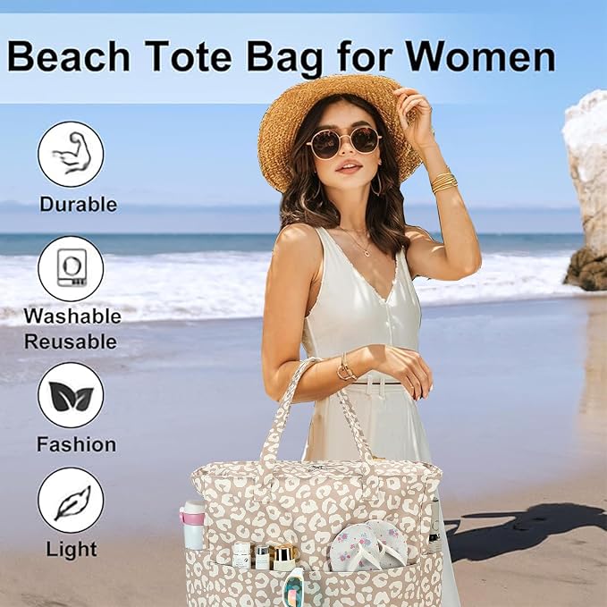 LEDAOU Beach Bag Waterproof Sandproof Women Tote Bag Pool Bag - Image 6