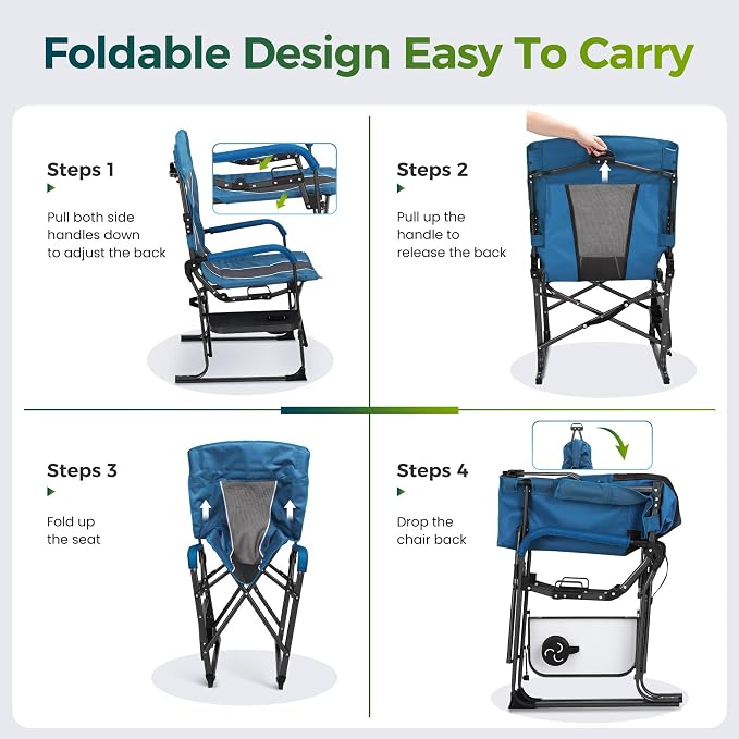 ALPHA CAMP Oversized Folding Camping Chairs High Backrest Reclining Director - Image 8