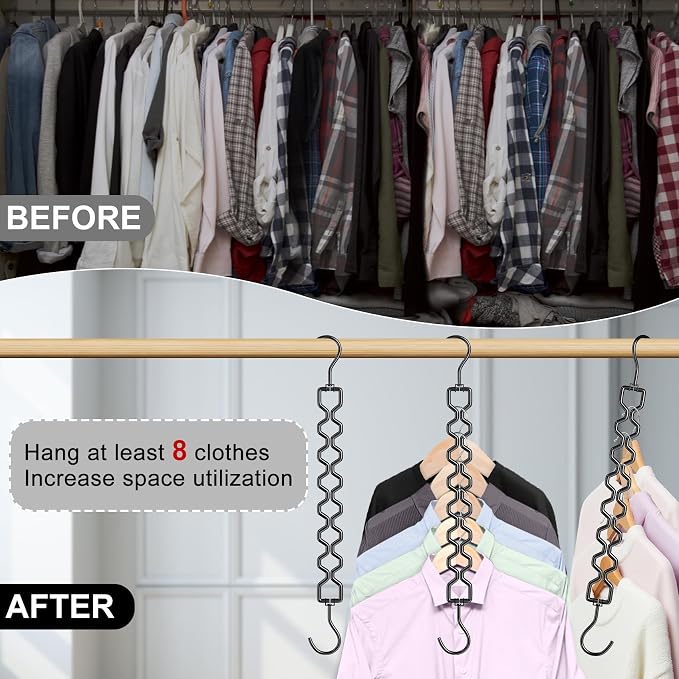 12 Pack Space Saving Hangers for Clothes, Heavy Duty 30Lbs Capacity Magic - Image 2