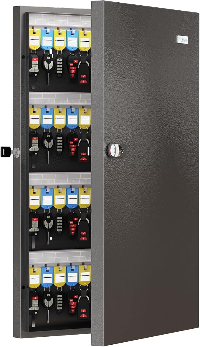 WeHere Key Lock Box Wall Mount, Key Cabinet Security Combination Lockbox by WeHereSmartBoxLock