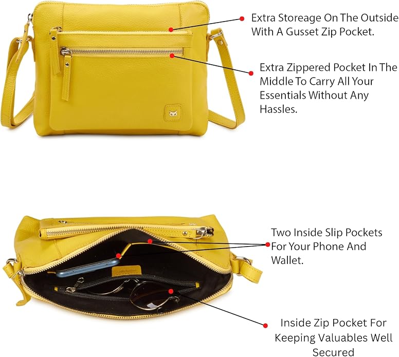 Wise Owl Accessories Small Soft Pebbled Real Leather Crossbody Handbags Purses - Image 3