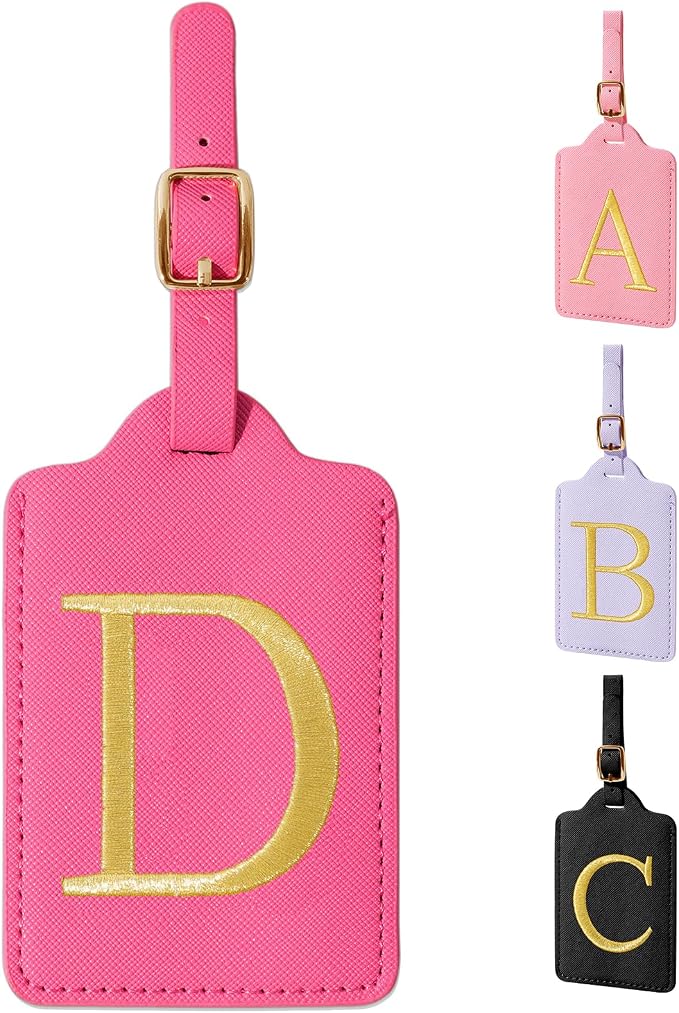 Personalized Initial Rose Red Leather Cute Luggage Tags by izuzta