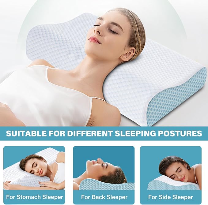 2 Pack Memory Foam Cooling Bed Pillows - Image 4
