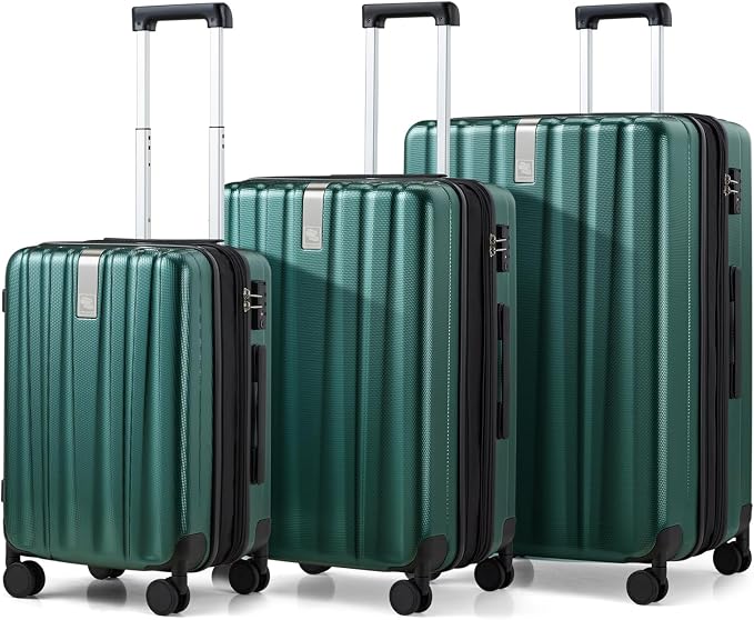 Hanke Expandable Hardshell Luggage Sets 3 piece Carry on Luggage by Hanke