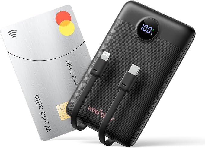 Mini Portable Charger with Built-in Cables 22.5W Fast Charging Power Bank USB-C by WeeFancy
